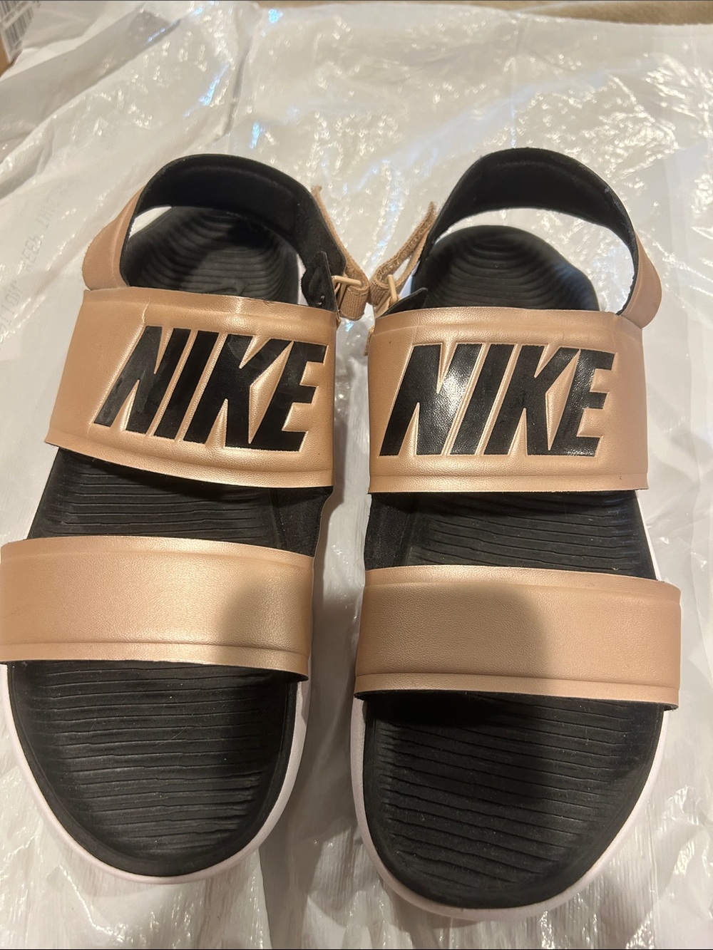 Nike Metallic Gold and Black Sport Sandals